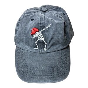 SOL Baseball Hat Gray with Skeleton Embroidery Adjustable Fit